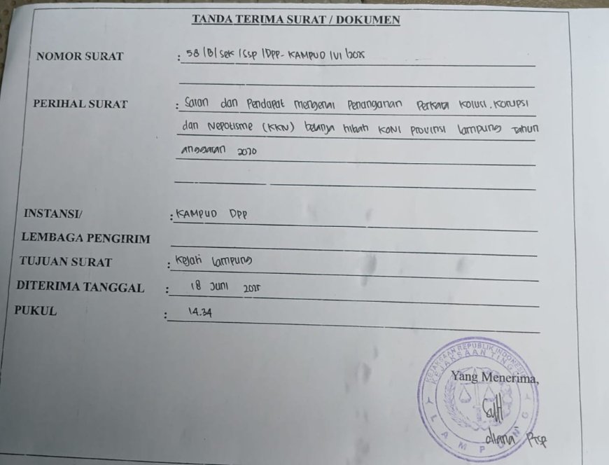 DPP KAMPUD Desak KEJATI Tetapkan Eks Ketum KONI Lampung, MYSB Jadi Tersangka Perkara Korupsi Dana Hibah
