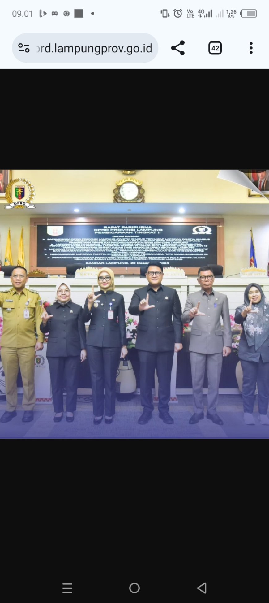 Rapat Paripurna di Ruang Sidang DPRD Provinsi Lampung.