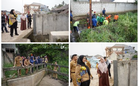 WALI KOTA  BANDAR LAMPUNG TINJAU ALIRAN SUNGAI DAN GORONG-GORONG DI PERUMAHAN PUJANGGA ALAM.