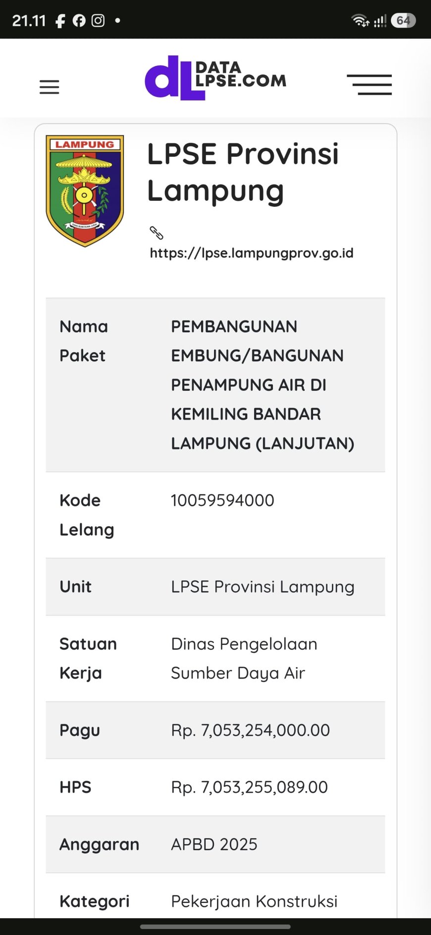 Embung Kemiling Disorot, LSM Pro Rakyat Desak Pemprov Lampung Usut Dugaan Kerugian Negara Rp383 Juta
