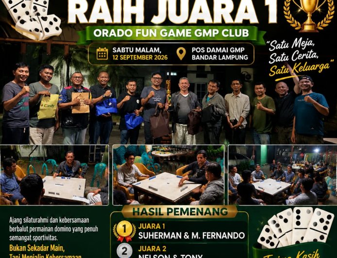 Suherman dan M. Fernando Juara 1 Orado Fun Game GMP Club, Pererat Silaturahmi Lewat Domino