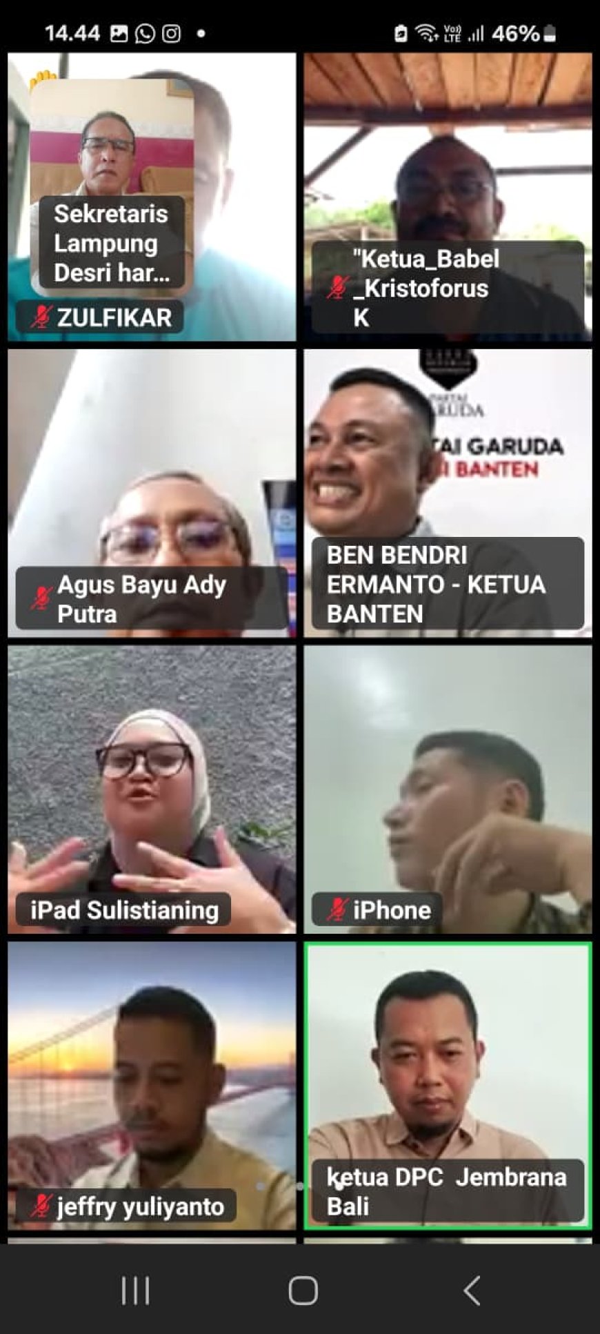 DPD Partai Garuda Lampung Ikuti Zoom Bersama DPP, Siap Perkuat Struktur hingga Tingkat Ranting