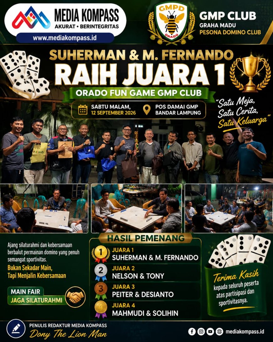 Suherman dan M. Fernando Juara 1 Orado Fun Game GMP Club, Pererat Silaturahmi Lewat Domino