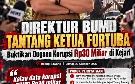 Dituding Korupsi Rp30 Miliar, Direktur BUMD Tulang Bawang Tantang Ketua Fortuba Buka Data